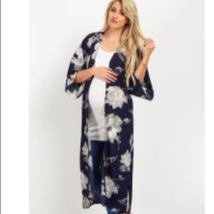 Maternity Blue Flower Pinkblush Kimono